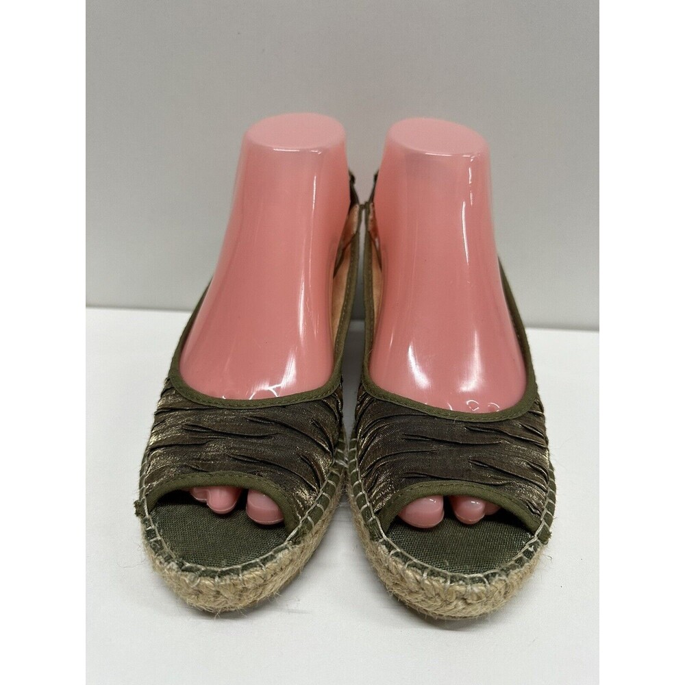 Vidoretta  women size 38 EU 8 US shiny green slingback Wedge espadrille sandals